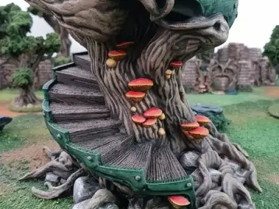 Gothic Elven Treehouse Tower Fantasy Tabletop Scenery STL 3D model