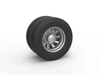 Rear custom wheel of semi truck Version 8 Scale 1 to 25 3D print model
