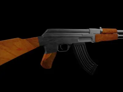 AK-47 Gun Low Poly Game Ready 3D model