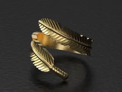 Leaf father antique ring  3D print model