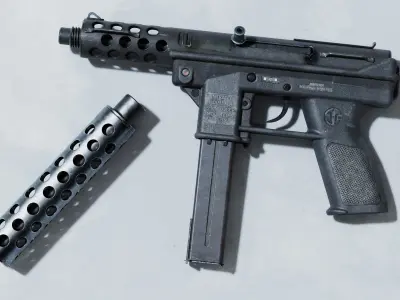 Tec-9 with full internals Low-poly 3D model