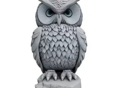 Stylized Owl Sculpture 3D Model Low-poly 3D model