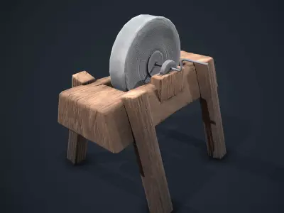 Medieval grindstone Low-poly 3D model purchase
