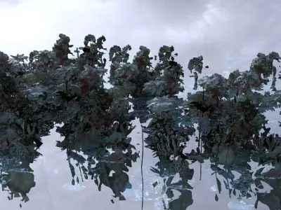 Railway bridge over water with jungle 3D model