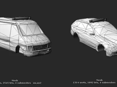 Mobile firefighting vehicles Low-poly 3D model