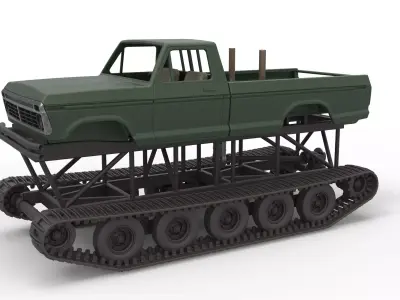 Redneck Rave Mud truck on tracks Scale 1 to 25 3D print model