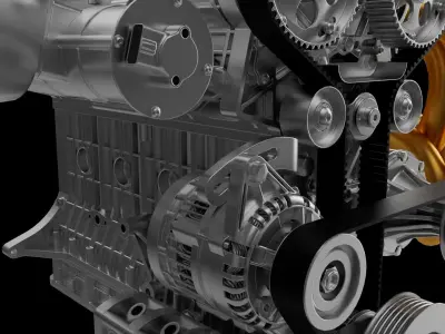 V4 car piston engine 3D print model
