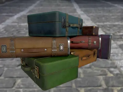 Travel bag suitcase briefcase PBR game ready Low-poly 3D model