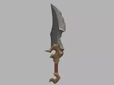 Stylized Ancient Stone-Gold Sword Low-poly 3D model