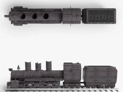 Locomotive rusty steam 3D model