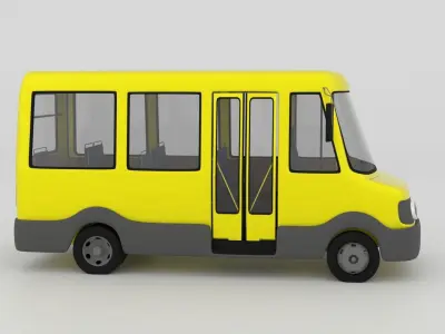 Stylized Cartoon School Bus 3D Model Low-poly 3D model