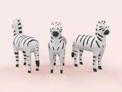 Cartoon Zebra Animal Style Cute Low-poly 3D model