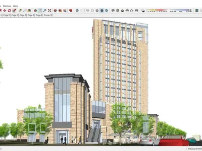 Sketchup Commercial Hotel Office Complex R1 3D model