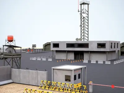 Military base  Low-poly 3D model