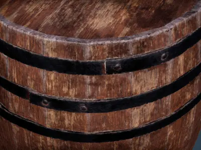 Barrel wooden Low-poly 3D model 4