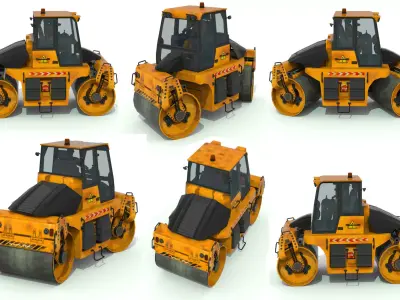 Road roller truck Low-poly 3D model