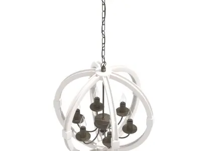 Custom made globe chandelier 6 light 3D model