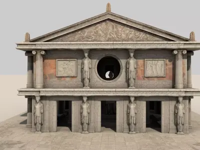Fantasy Classical Modular Temple PBR Textured  3D model