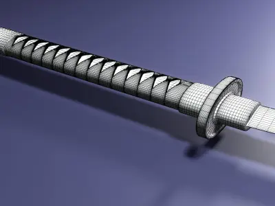 high-poly katana samurai sword 3D model