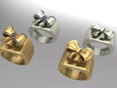 2 part bowtie rings 3D print model