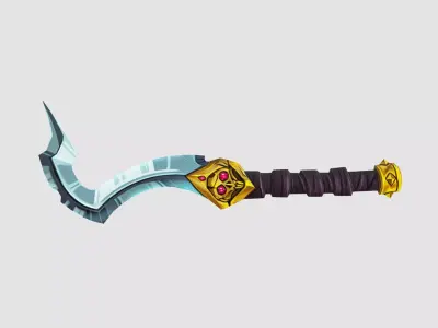Steel Ritual Curved Dagger Iron Short Sword Leather Hilt Lowpoly Low-poly 3D model