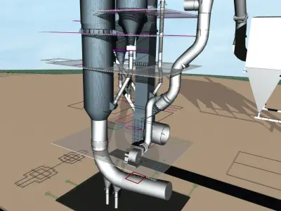 Cement Kiln-Bypass Cyclone reather Free 3D model