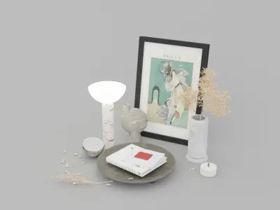 Stone - Ceramic decorative set 3d model Free 3D model