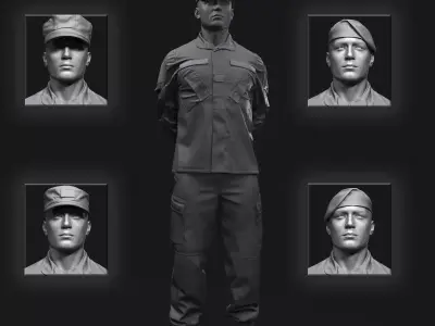 Soldier with hands behind 3D print model