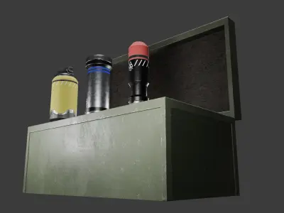 Pack of three Futuristic grenades Low-poly 3D model