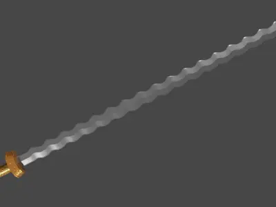 Flamberge sword with Langsax handle Low-poly 3D model