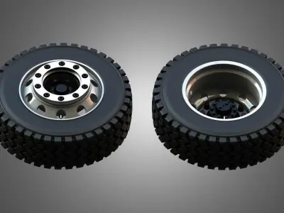Truck Wheels and Tires  TWT2 3D model