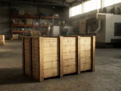 Large wooden box Low-poly 3D model