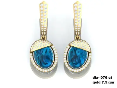 Women Oval Stone Earring 3D print model