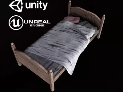 Tavern Bed - PBR Game Ready Low-poly 3D model