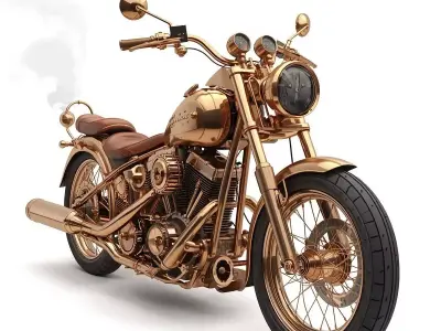 Steampunk Custom Cruiser Motorcycle 3D Model Low-poly 3D model