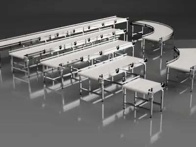 Conveyor Belt Bundle - Assembly Line 3D model