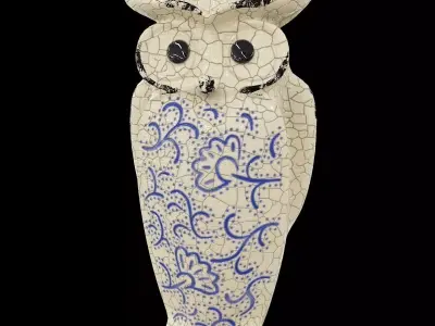 Ceramics Owl model Low-poly 3D model