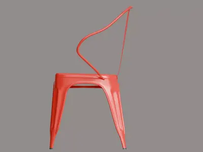 Red Metal Tolix Armchair Low-poly 3D model