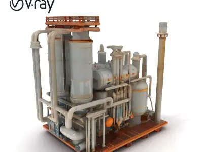 Industrial Factory Piping Structure D Model Pack Low-poly 3D model