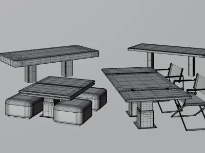 Modern Yacht Furniture Set 3D model