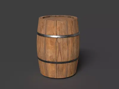 wooden barrel Low-poly 3D model 36