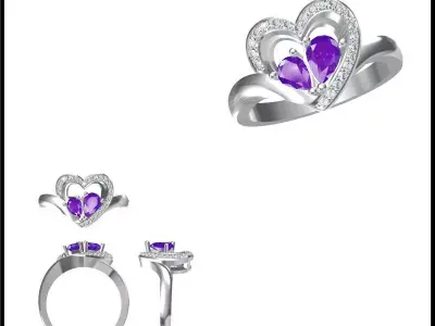 JCD Format Antique color stone rings for sale 3dm jewelry files 3D print model