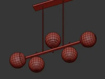 Alluria five light chandelier with brass and balls 3D model