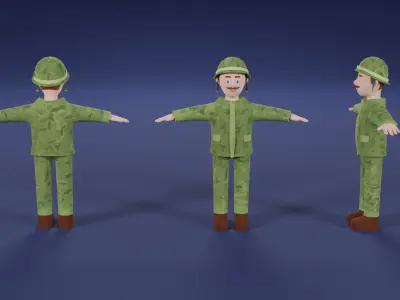 Toon Military Characters Low-poly 3D model
