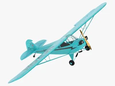 Piper Cub Aircraft Rigged 3D model