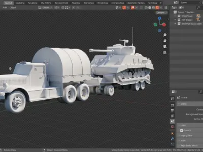 M19 Tank Transporter-Sherman Tank  Base Mesh Model Low-poly 3D model