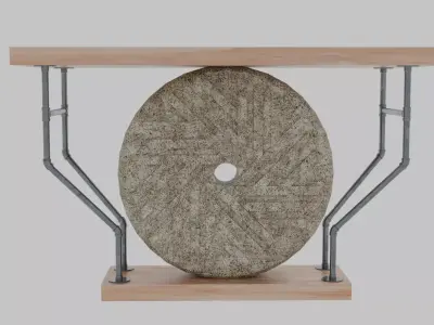 Industrial Millstone Side Table Low-poly 3D model