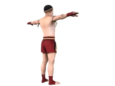 Muay Thai t-pose 3D model Low-poly 3D model