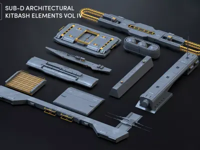 11 SUB-D Scifi Architecture Kitbash Elements Vol IV 3D model