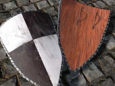 Medieval round shield with coat of arms 8 Low-poly 3D model